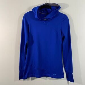 Under Armour Women Blue Fitted Cold Gear Long Sleeve Pullover Hoodie Size S